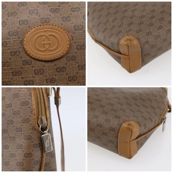 GUCCI Micro GG Supreme Shoulder Bag PVC Brown Gold - Picture 12 of 16